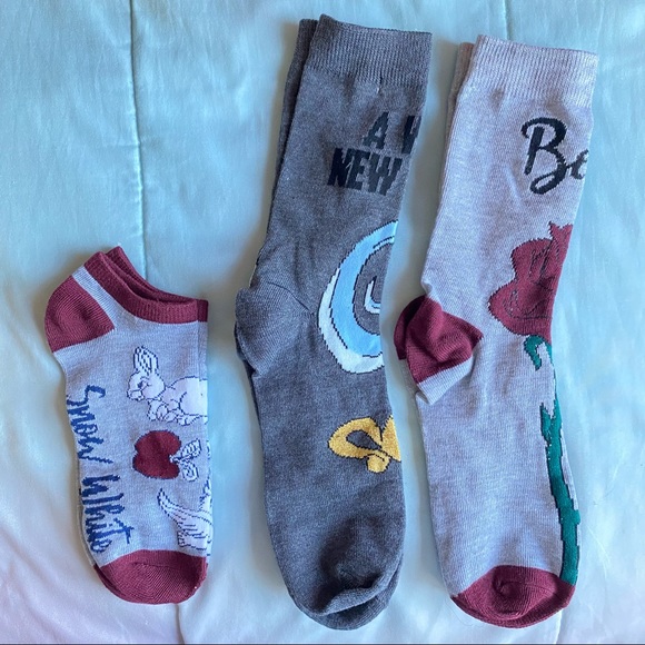 Disney Other - 3 pairs disney princess socks NWOT adult long sock & short ankle sock